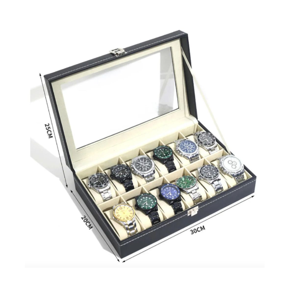 GENERICO - Organizador Estuche Caja para 12 Reloj Exhibidor de Elegantes joyas
