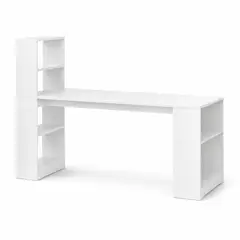 SPACE HOME - Escritorio con Biblioteca 120x48x120 cm Blanco Multifuncional