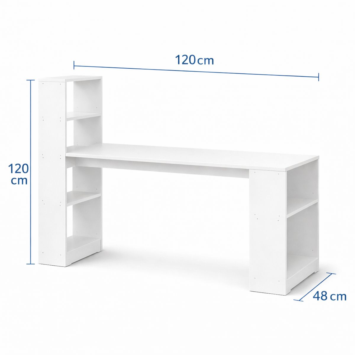 SPACE HOME - Escritorio con Biblioteca 120x48x120 cm Blanco Multifuncional