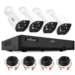 SRIHOME - Kit XVR NVS008 4 Cámaras AH034 1080P Audio y Visión Nocturna