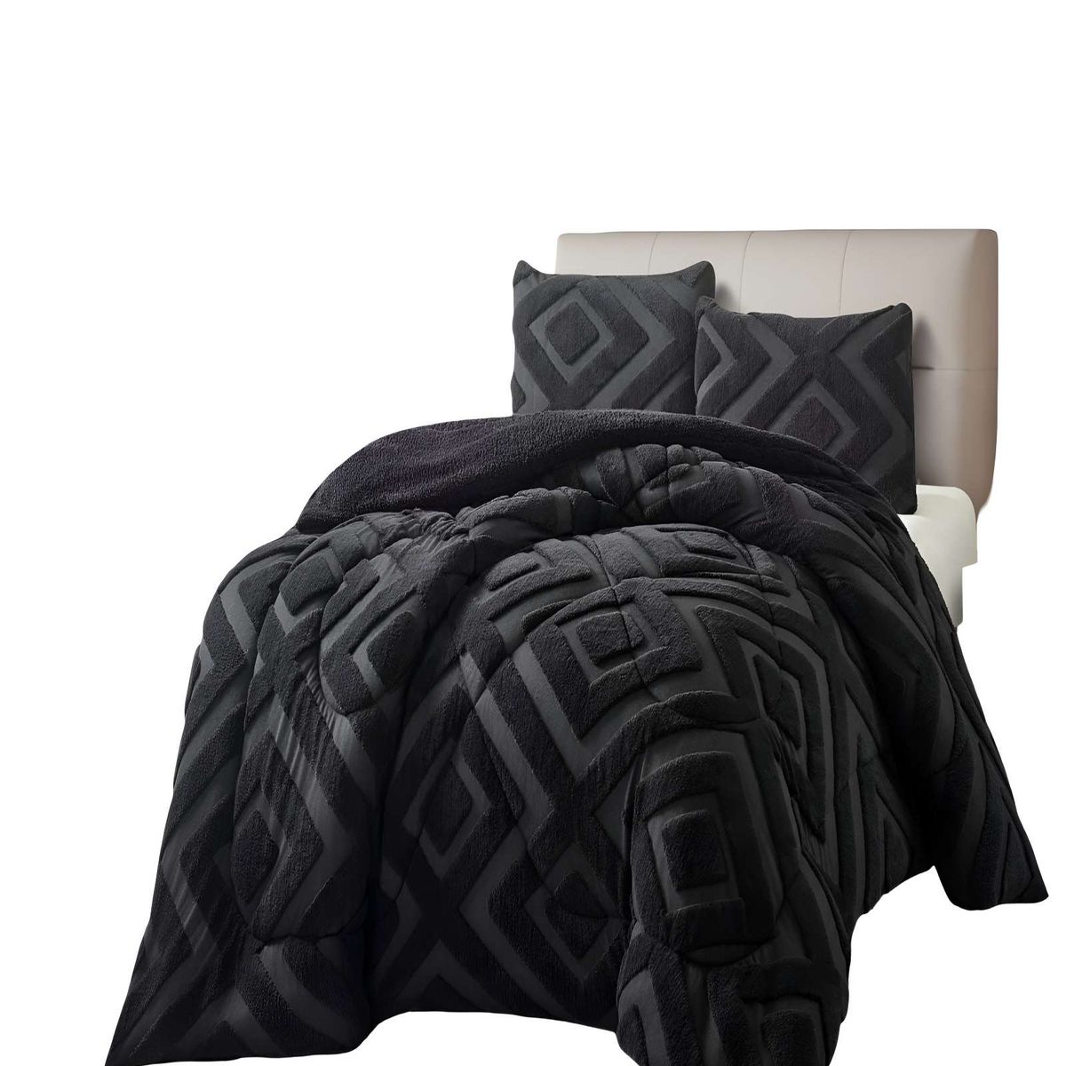GENERICO - COBERTOR DE JACQUERD CUTTING CON CHIPORRO 2 PLAZAS 230X250CM NEGRO B7