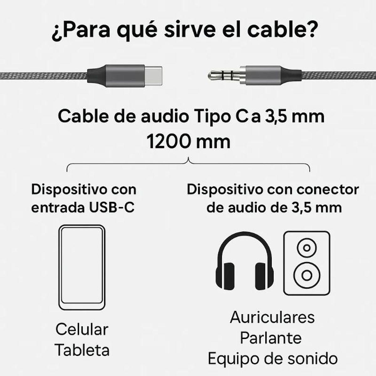 GENERICO - Cable Auxiliar Tipo C Jack 3.5mm Adaptador Audio