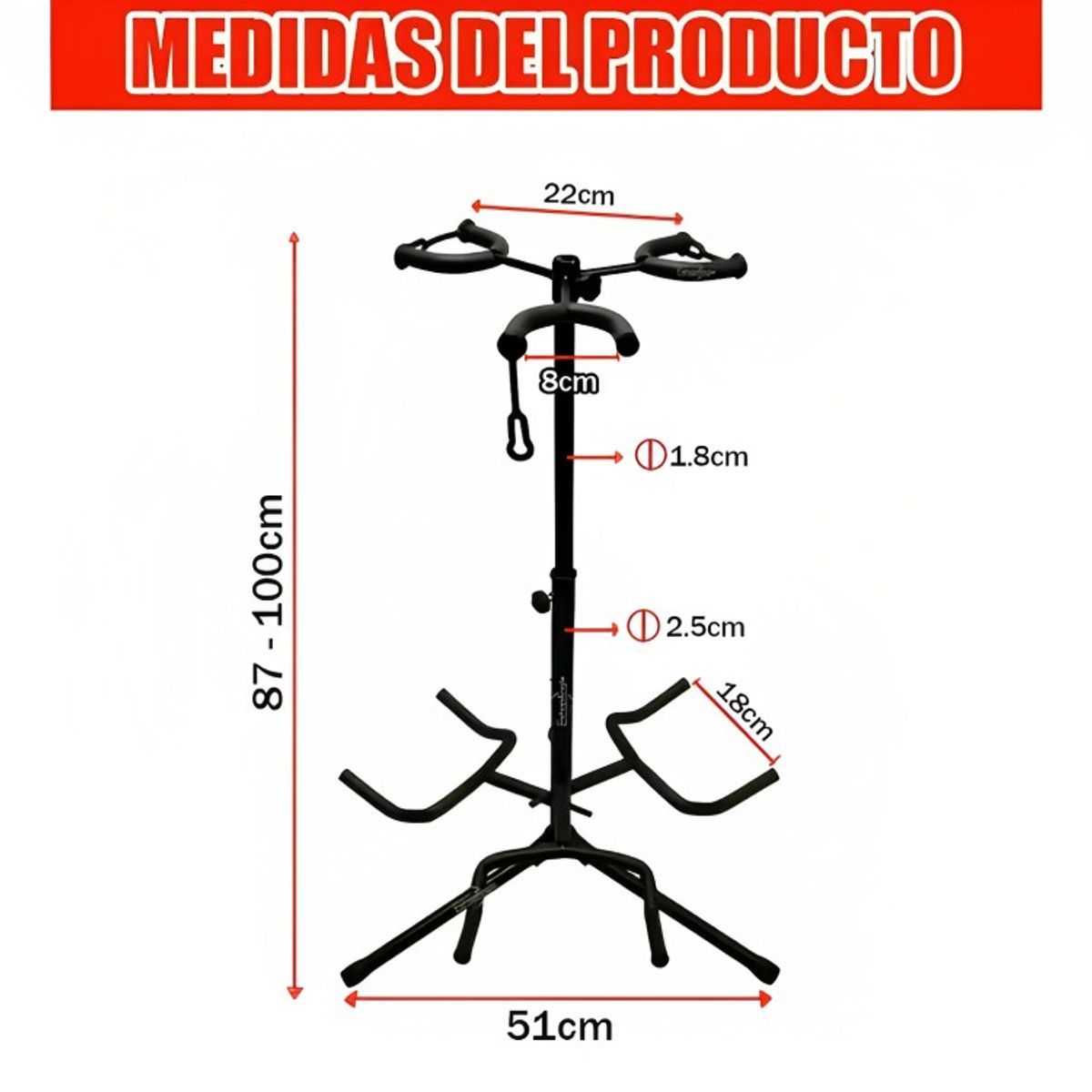 GENERICO - Atril Triple Soporte Para 3 Instrumentos De Cuerda Guitarra