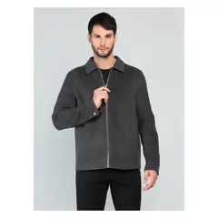ARROW - Chaqueta Lisa Recta Regular Fit Gris oscuro
