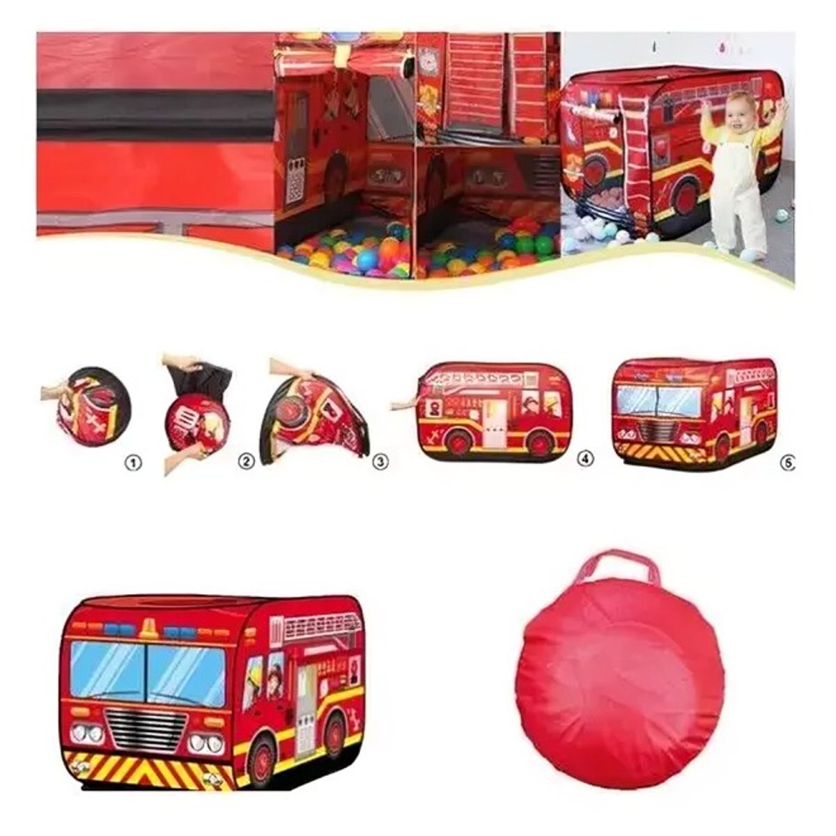 GENERICO - Carpa Infantil De Bombero Plegable Para Niños Niñas Verano