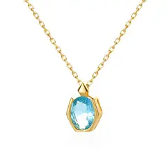 LUX JOYAS - Collar Plata 925 Ova Aquamarina