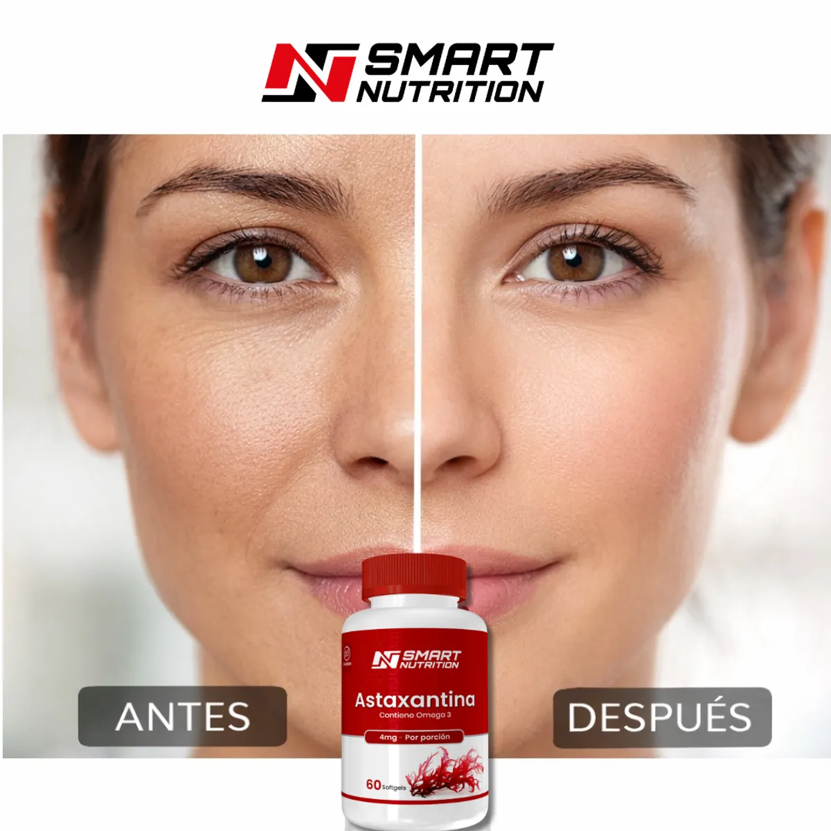 GENERICO - Astaxantina 4 mg + Omega 3 (60 Softgel) Antioxidante potente + soporte cardiovascular y celular