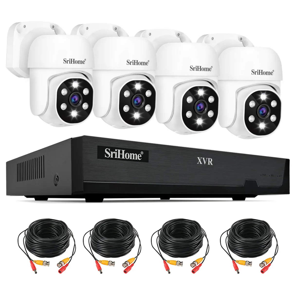SRIHOME - Kit XVR Srihome Kit Srihome 4 camaras AHD030 PTZ + XVR NVS008 Audio y Visión Nocturna a Color