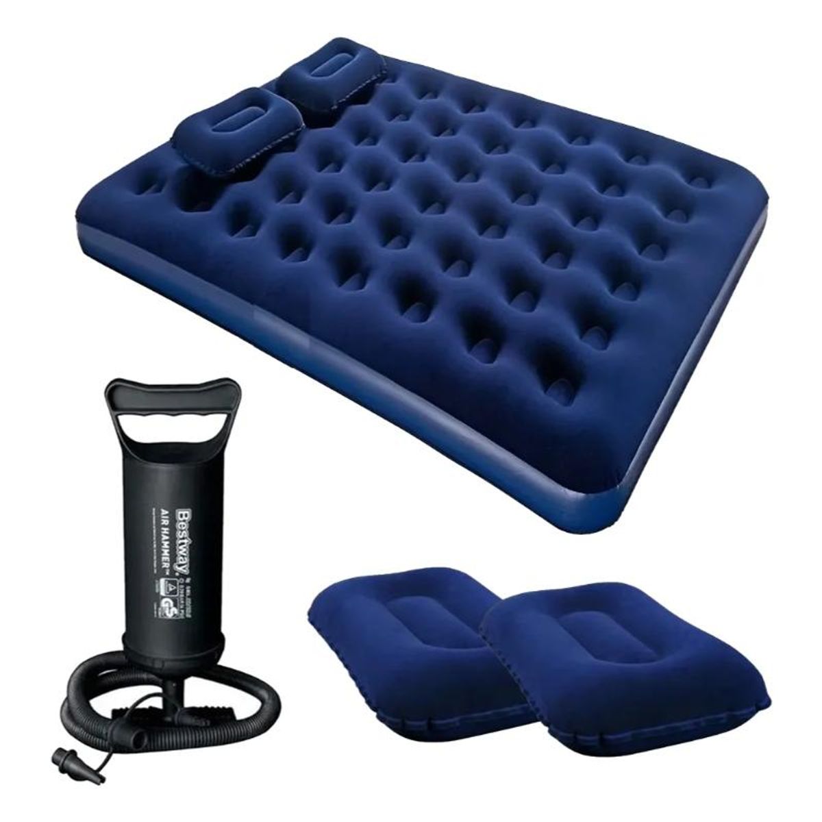 GENERICO - Colchón Inflable Queen Size 203 Cm Con Almohadas Bestway Azul
