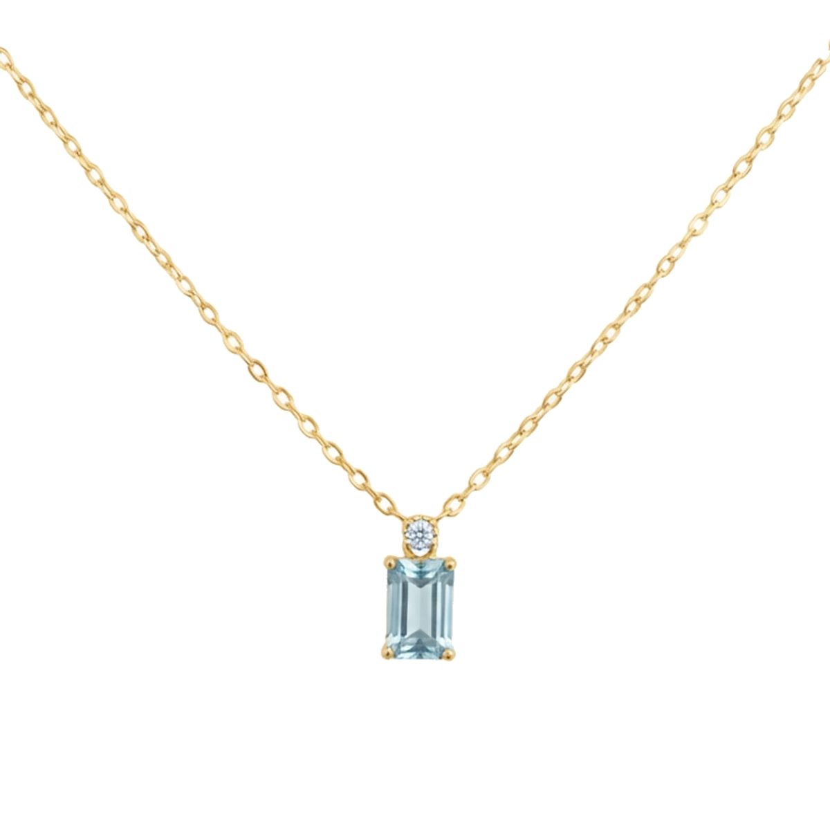 LUX JOYAS - Collar Plata 925 Rect Aquamarina