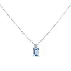 LUX JOYAS - Collar Plata 925 Rect Aquamarina