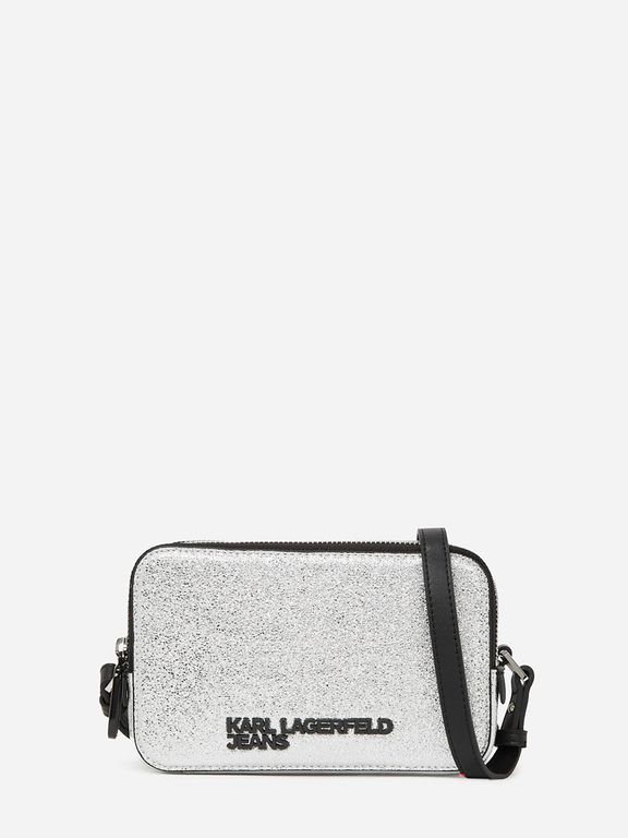 Cartera crossbody con acabado metalico Gris Gris TALLA UNICA