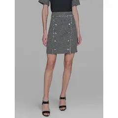 KARL LAGERFELD - Falda de tweed con botones decorativos Multicolor