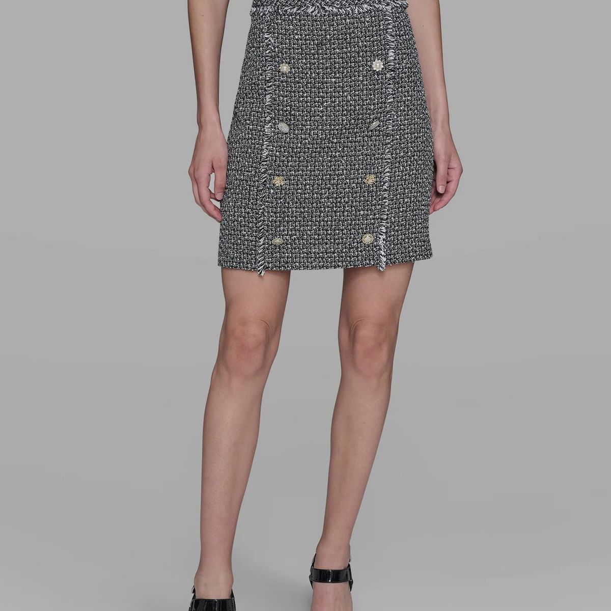 KARL LAGERFELD - Falda de tweed con botones decorativos