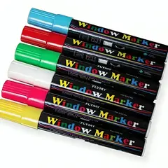 GENERICO - Kit 6 Plumones Tiza Liquida Para Pizarra Led, Vidrio, Fluor