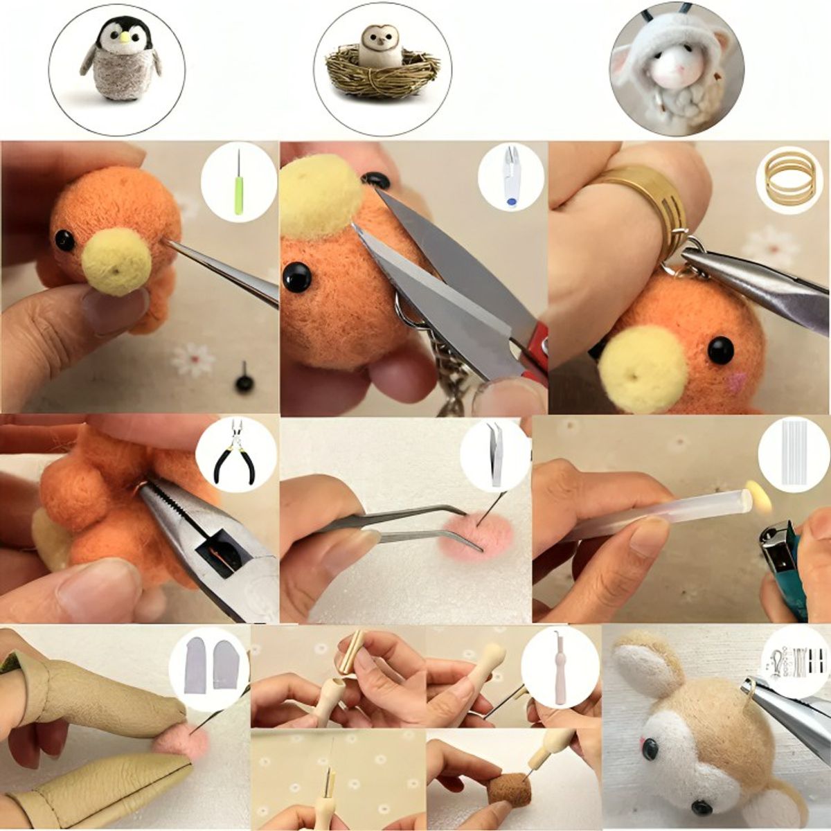 GENERICO - Kit 50 Vellón Lanas Fieltro Agujas Needle Felting Accesorios