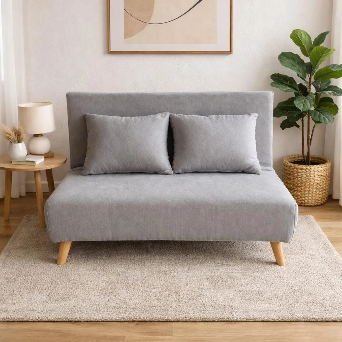 COSAS CASA - Sillon Doble Sofa Cama Plegable Beirut Gris
