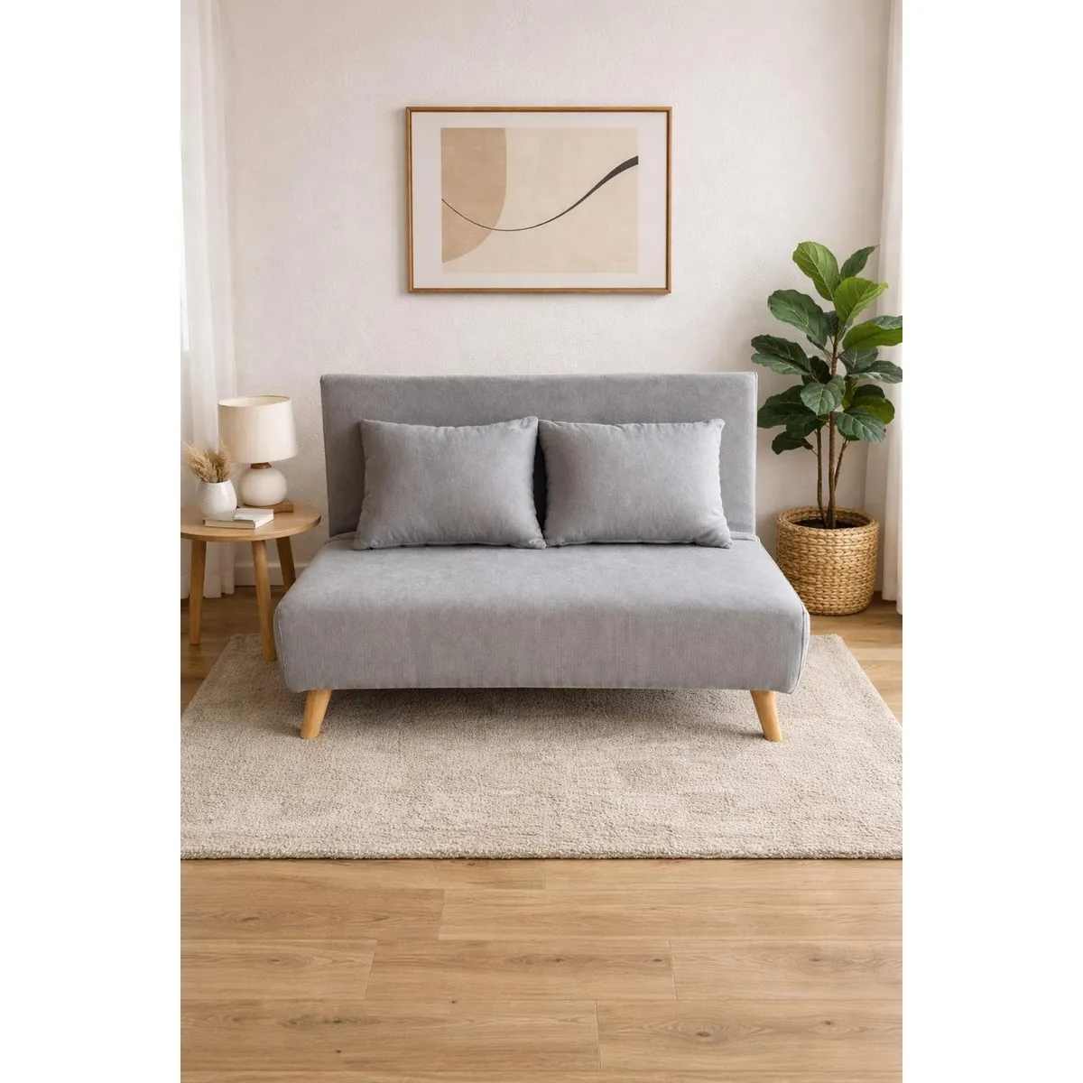 COSAS CASA - Sillon Doble Sofa Cama Plegable Beirut Gris