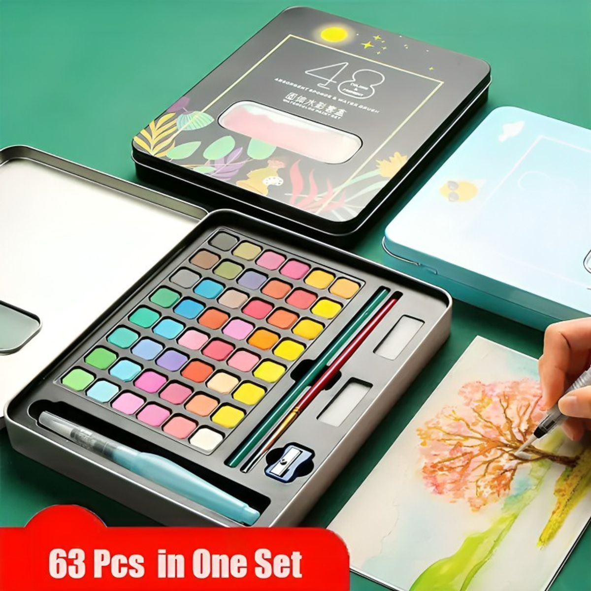 GENERICO - Kit Acuarelas Profesionales Pintura Acuarela Art 48 Colores