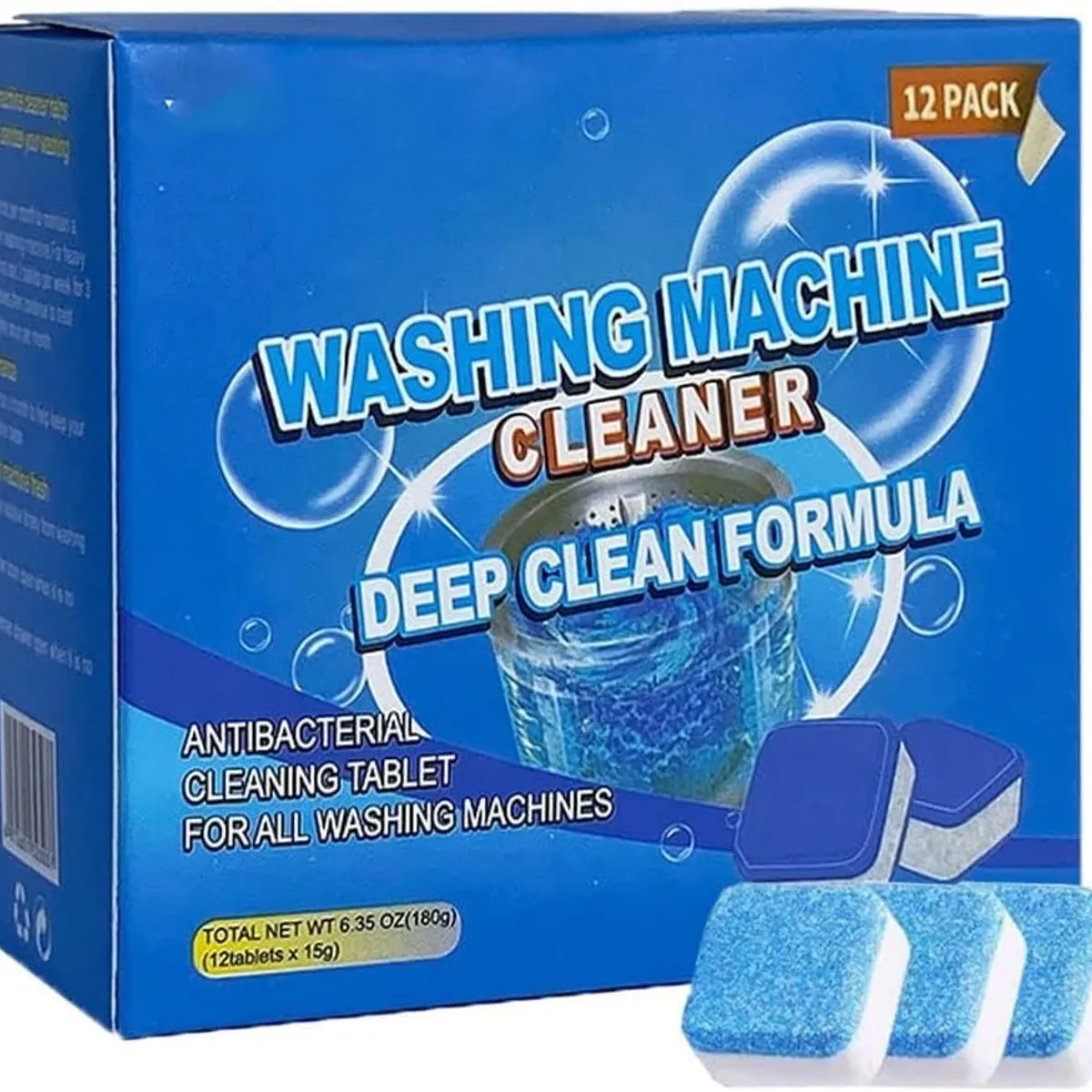 GENERICO - Pastillas Limpiadoras para Lavadora  Limpieza Profunda Antibacterial 12 Unidades