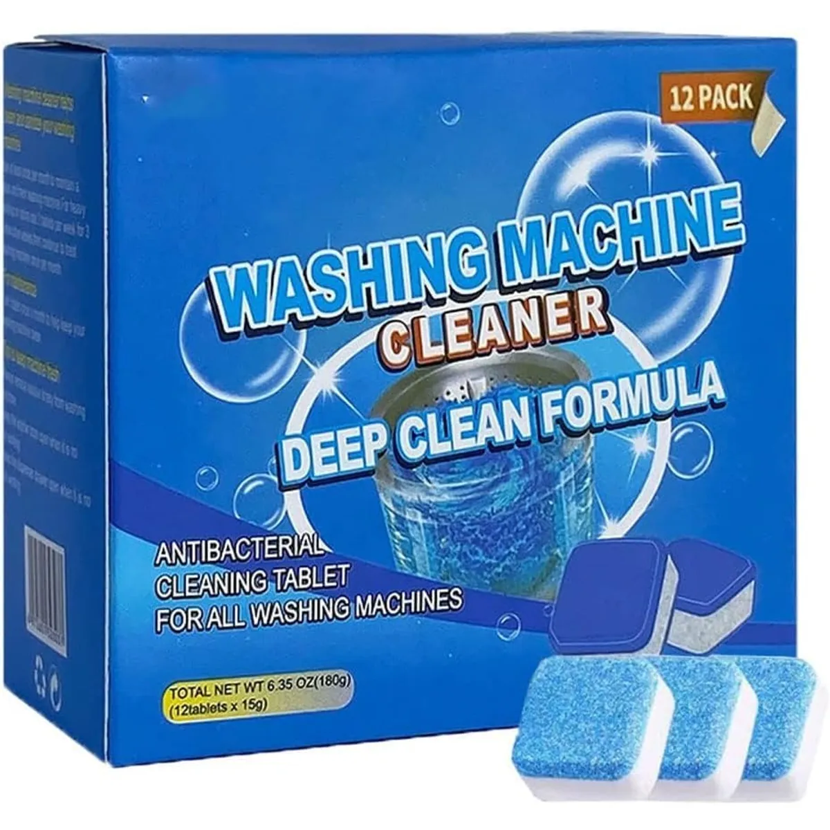 GENERICO - Pastillas Limpiadoras para Lavadora  Limpieza Profunda Antibacterial 12 Unidades