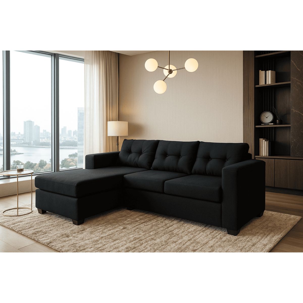 GENERICO - Seccional Milano Reversible Lino Gris Oscuro