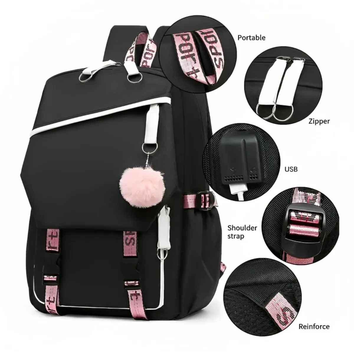 GENERICO - Mochila Urbana Bolso Escolar Juvenil Con Interfaz Usb Aux
