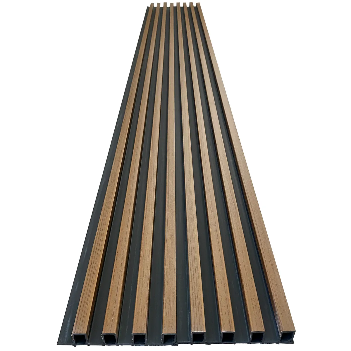 JOYTEK - Caja Wall Panel PVC Bicolor Negro Café 240x16 cm 3.84 m² (10 Paneles)