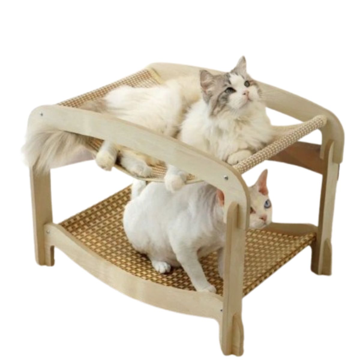 SUKEA - Rascador Cama Doble Nivel Tipo Hamaca Madera Natural