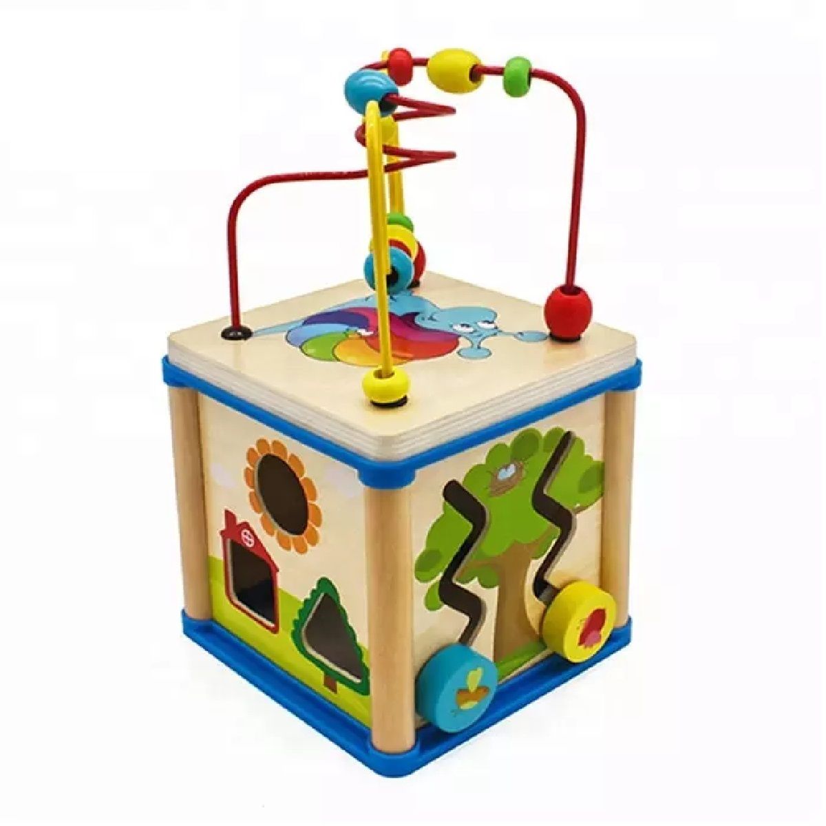 GENERICO - Juguete De Madera Para Niño Cubo Encaje 5 en 1 Didáctico Multiuso