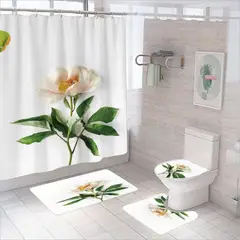 GENERICO - Juego De Baño Set De 4 Piezas Cortina + Tapa Wc + 2 Alfombra - Multicolor