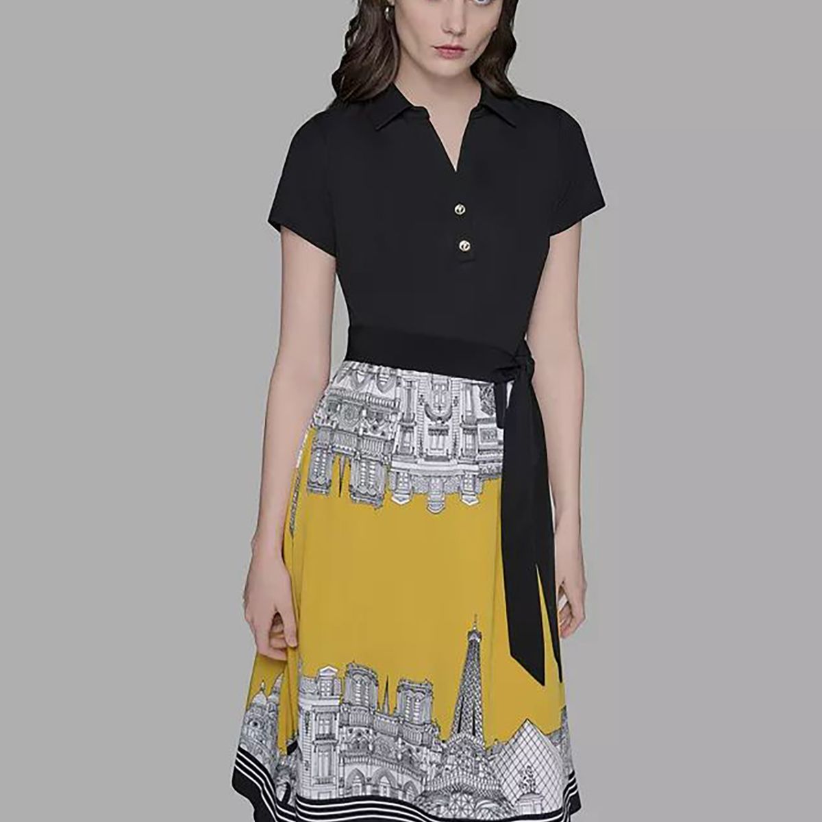 KARL LAGERFELD - Vestido midi estampado con lazada