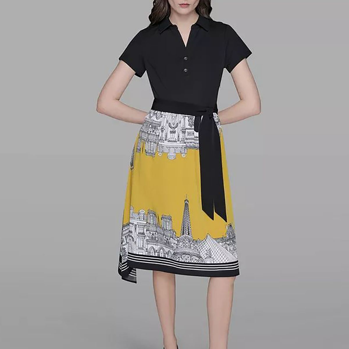 KARL LAGERFELD - Vestido midi estampado con lazada