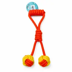 GENERICO - Juguete De Cuerda Para Perros Con Nudo Agarre Y Pelotas Azul - Naranja