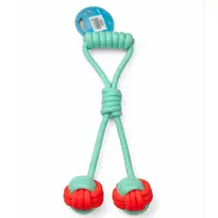 GENERICO - Juguete De Cuerda Para Perros Con Nudo Agarre Y Pelotas Azul - Turquesa
