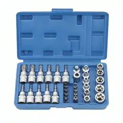 GENERICO - Juego Dados Torx Estrella 38 Hembra Macho 34 Pcs