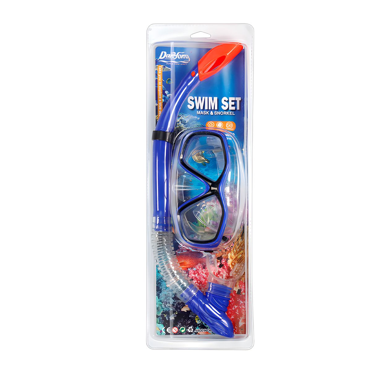 GENERICO - Set Buceo Mascara + Snorkel Ajustable Bamo Azul