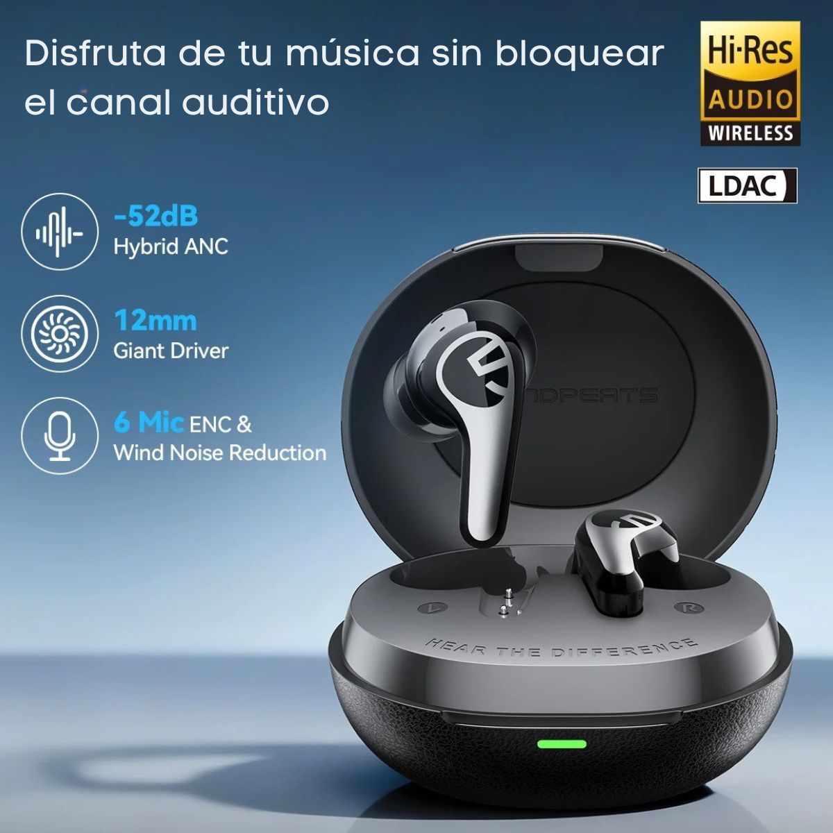 SOUNDPEATS - Audífonos Bluetooth Hi-Res TWS ANC SoundPEATS C30