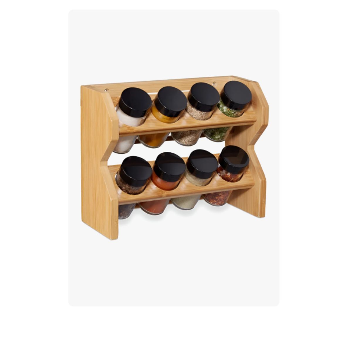 GENERICO - Especiero Condimentos De Madera 8 Frascos Vidrio