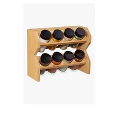 GENERICO - Especiero Condimentos De Madera 8 Frascos Vidrio