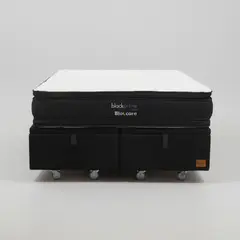 BLOCCARE - Cama Baul King L200 cm + Colchon Black Prime - Modelo Dos Rueda Pyton(Negro)