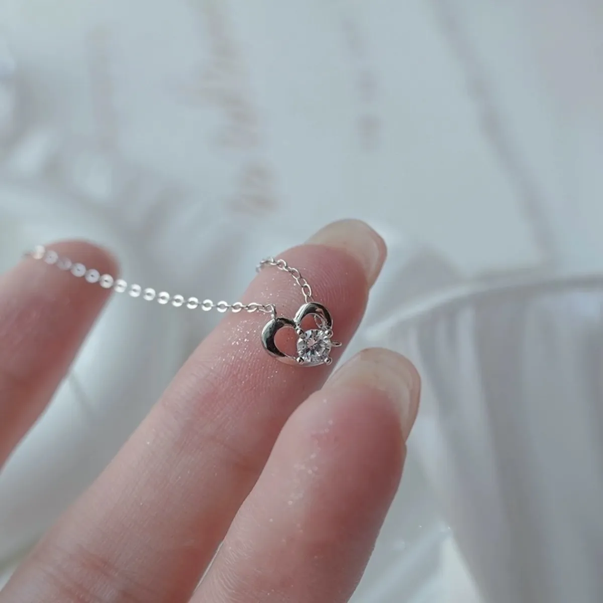 LUX JOYAS - Collar Plata 925 Corazón Punto Luz