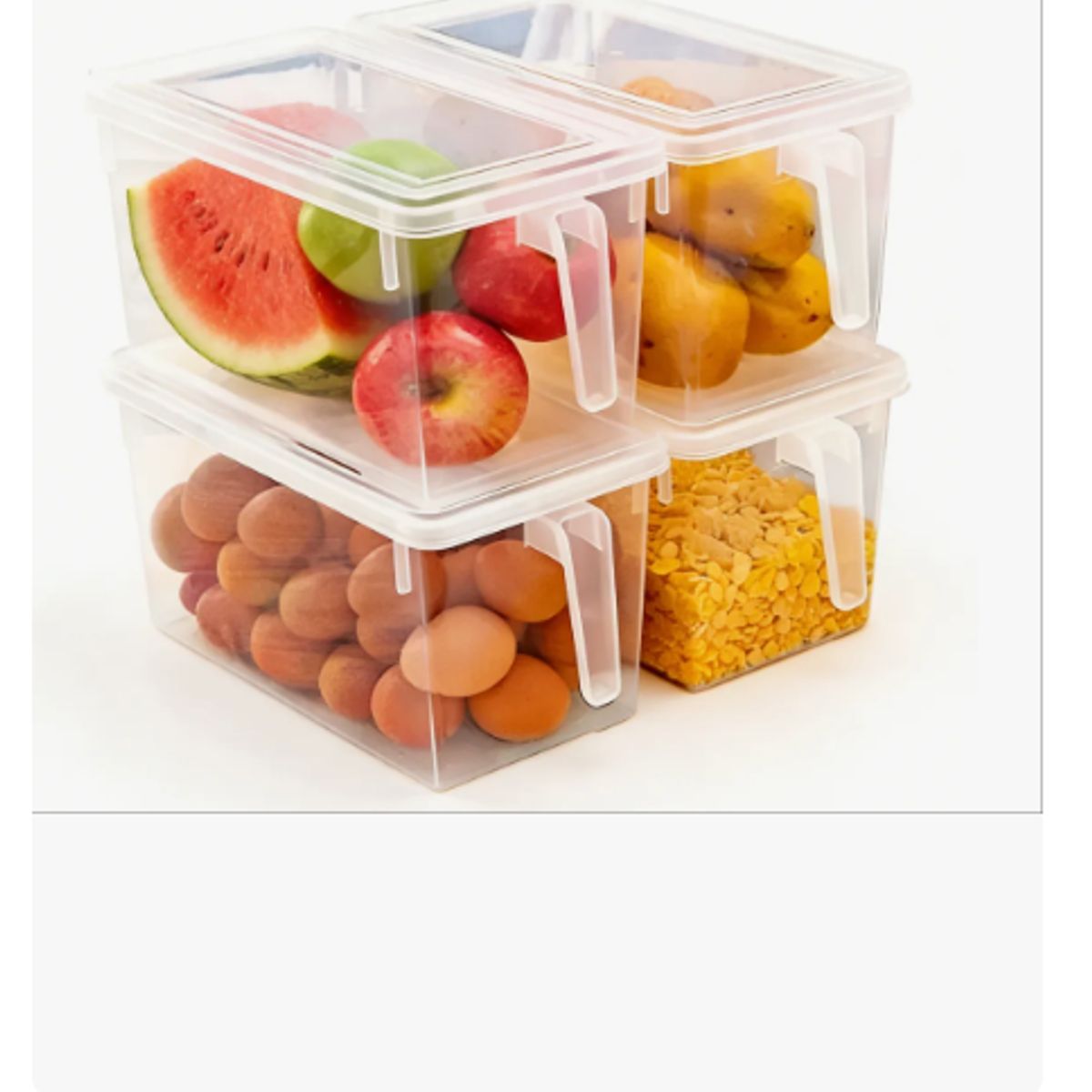 GENERICO - 4 Caja Organizadora Para Refrigerador Cocina Transparente