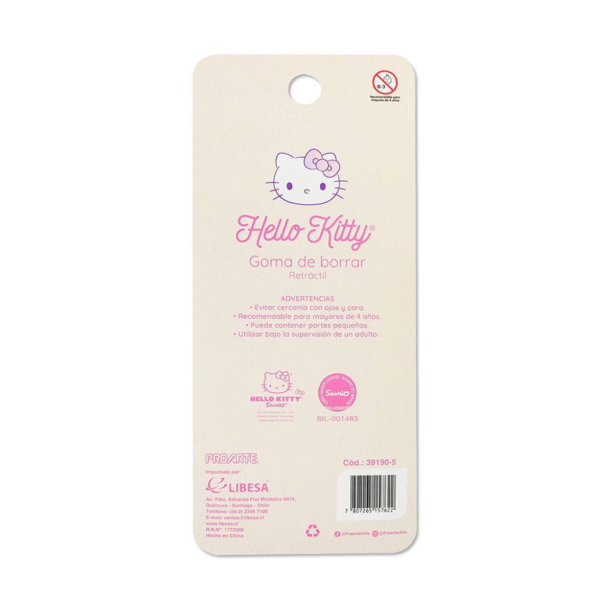 PROARTE - Goma Borrar Stick Retráctil Hello Kitty Proarte cRepuesto