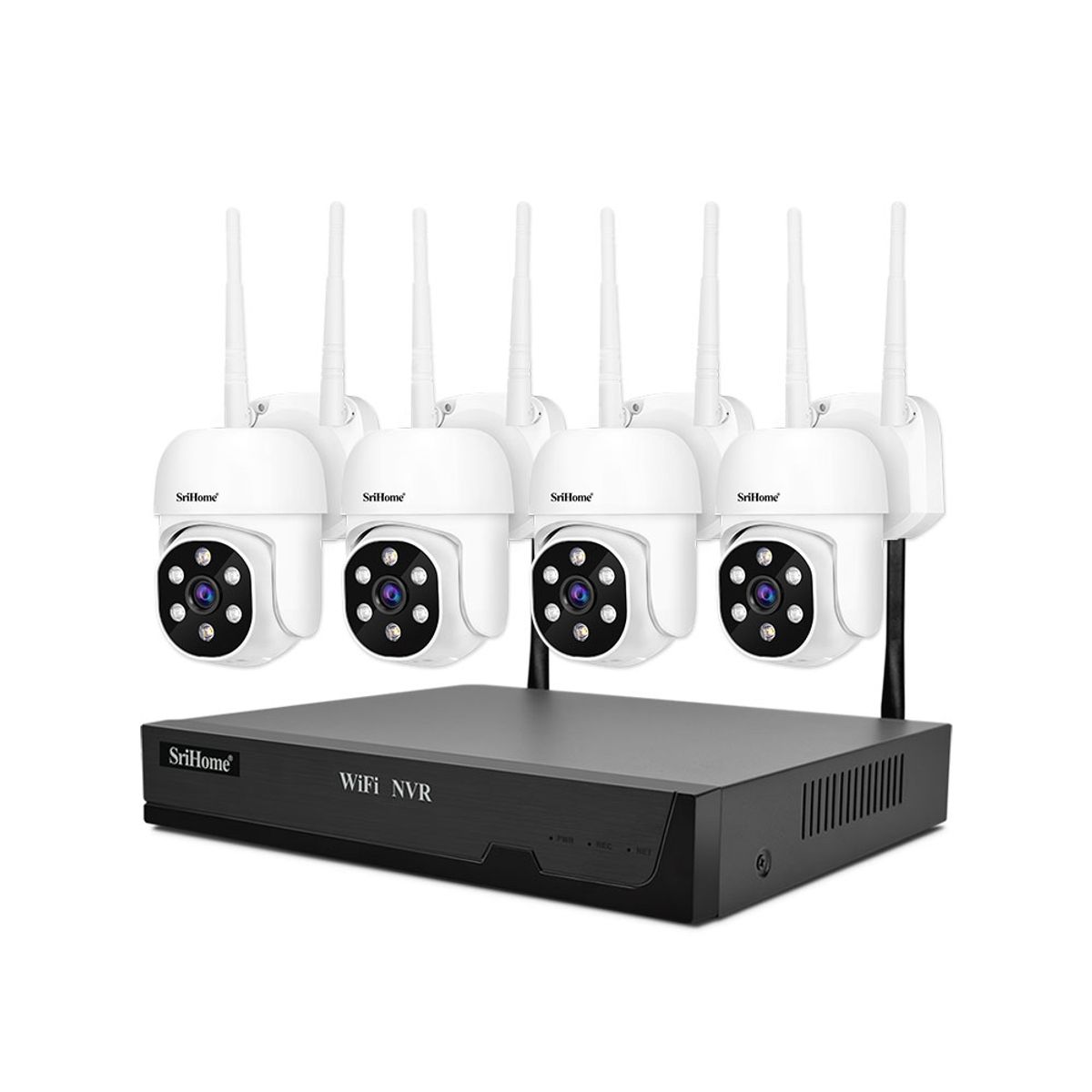 SRIHOME - Kit NVR Srihome 4 camaras IPC030 PTZ Wifi + NVR NVS001 8CH