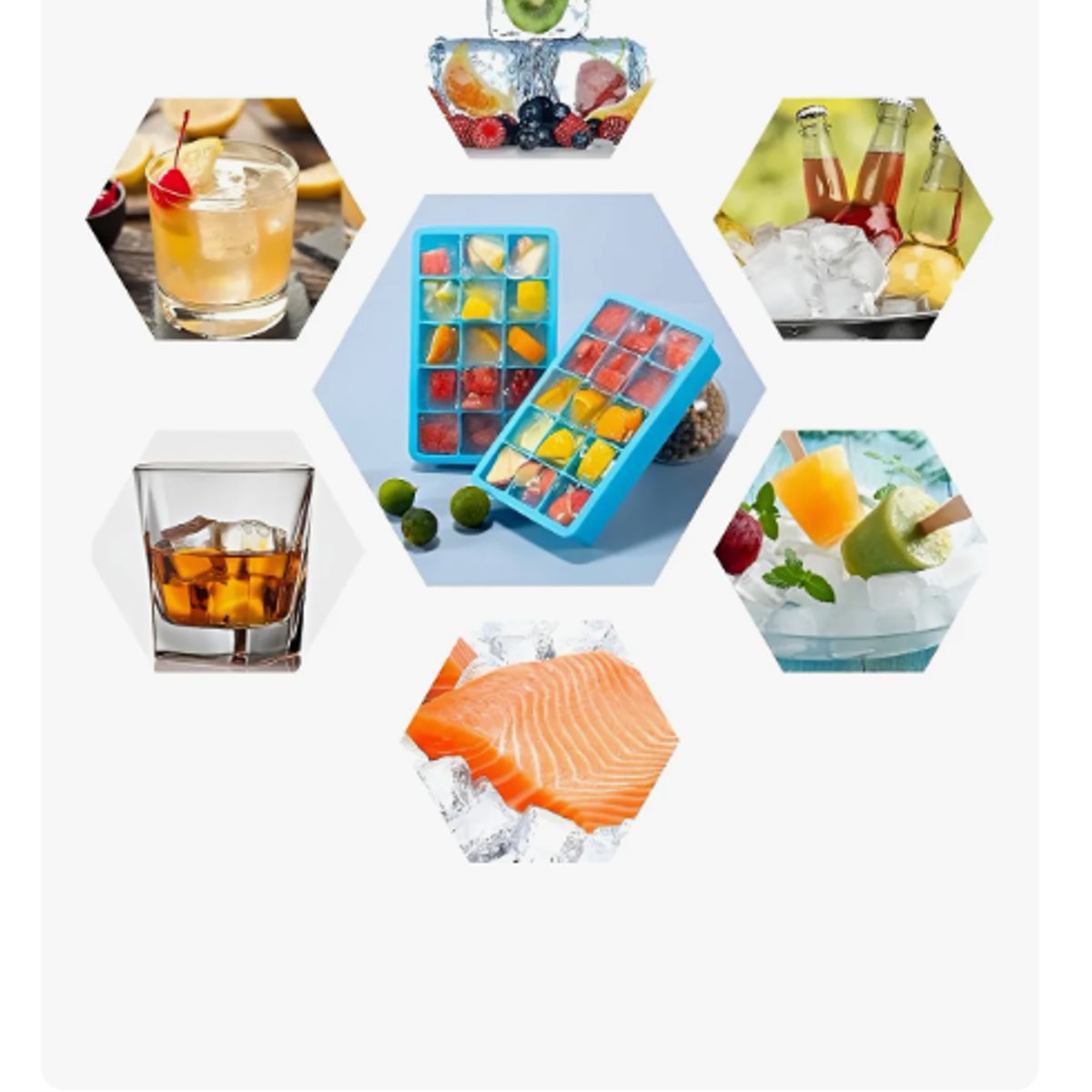 GENERICO - Pack X4 Cubetas de Hielo Cubetera de siliciona Con tapa 15 cav