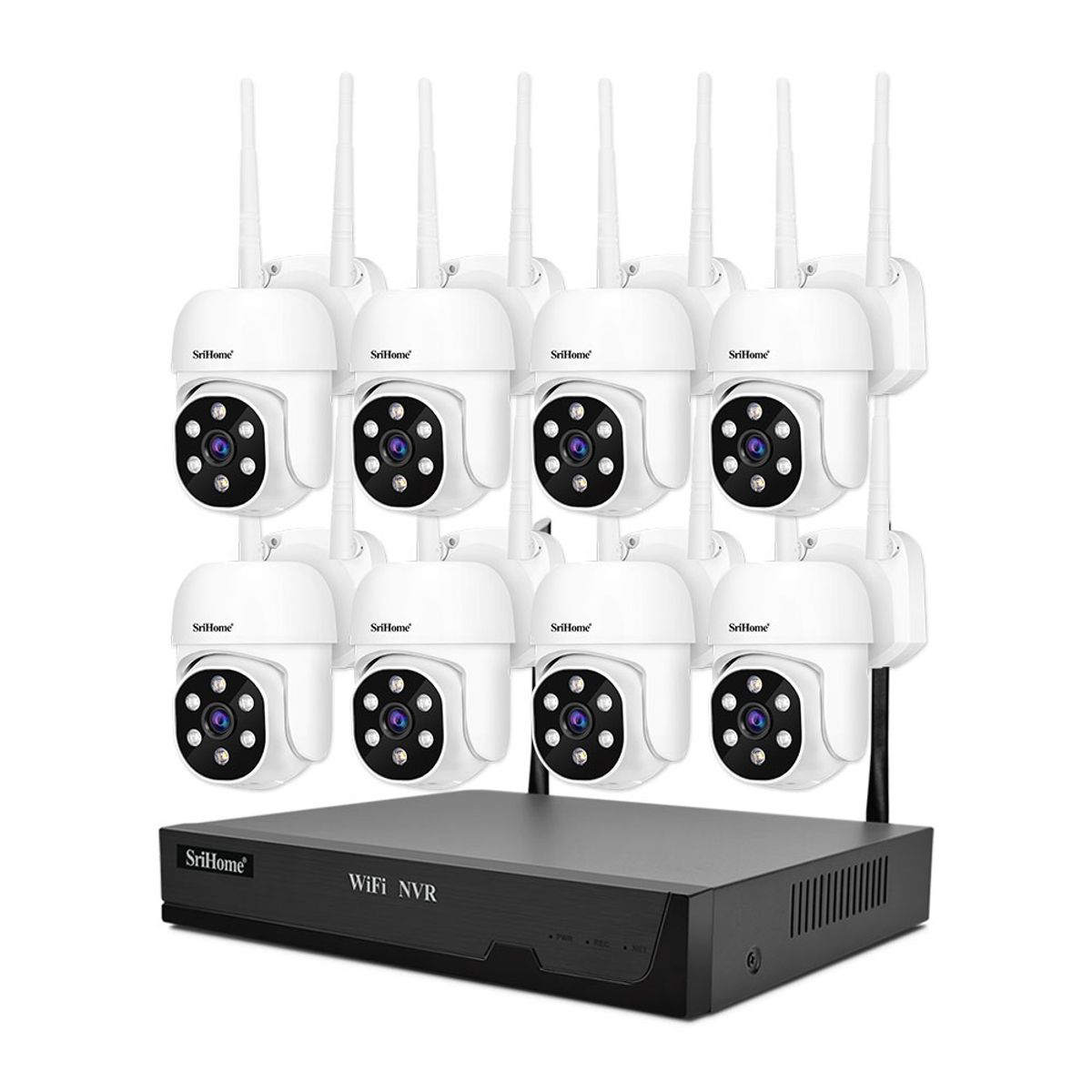 SRIHOME - Kit NVR Srihome 8 camaras IPC030 PTZ Wifi + NVR NVS001 8CH