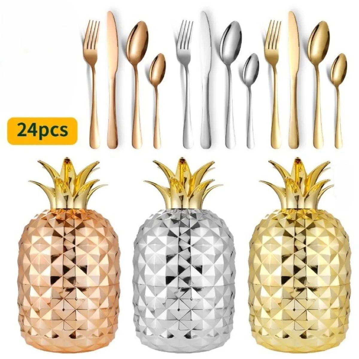 GENERICO - Set De Cubiertos 24 Piezas Con Estuche de Piña