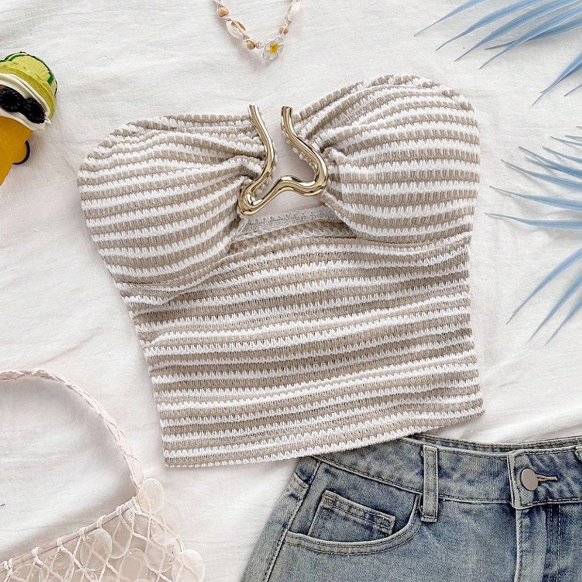 VARIOS - Top Strapless Sandy Stripe Ring Multicolor She Shines