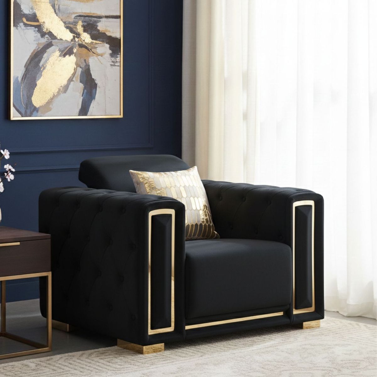 DANIELS - Sillón Living Elegante 1 Cuerpo Moderno Negro Palermo